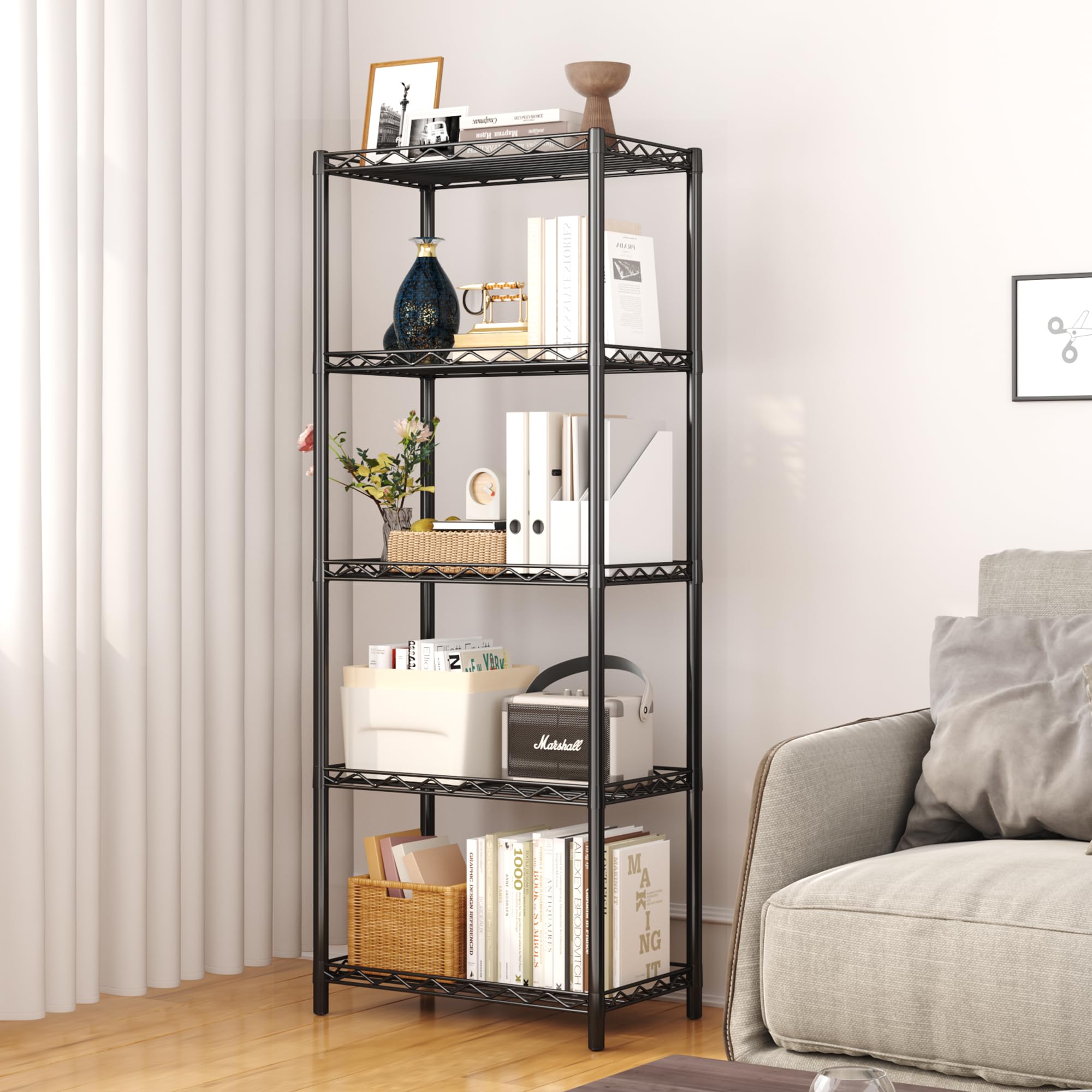 HOMEFORT 5-Tier Heavy Duty Metal Wire Shelving Unit - 21