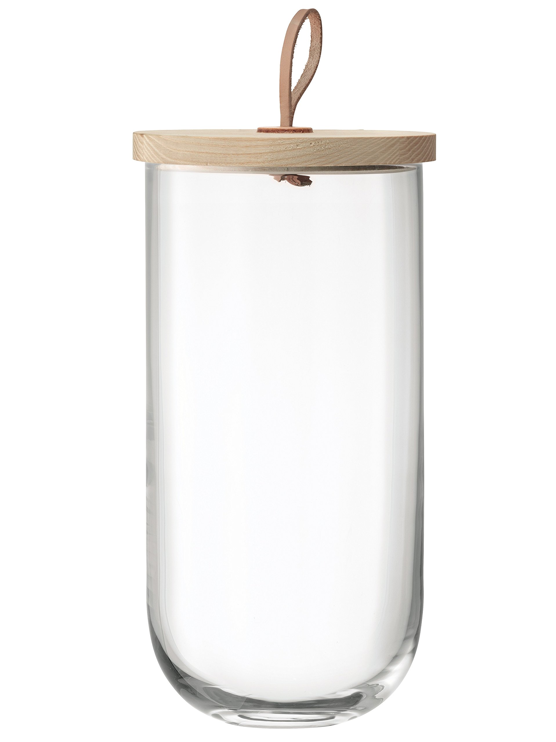 LSA International Ivalo Glass Container with Ash Wood Lid - 11.5 Inch Clear Glass Storage Jar for Kitchen, Pantry Organization & Home Decor