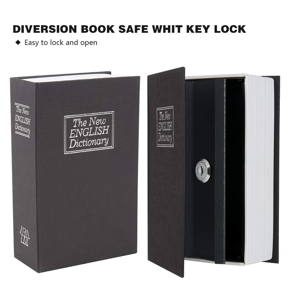 KYODOLED Book Safe with Key & Combination Lock - Portable Metal Hidden Safe Box | Discreet Dictionary Diversion Safe (9.5 x 6.1 x 2.2 inches) - Perfect for Home Security, Cash Storage & Valuables Protection