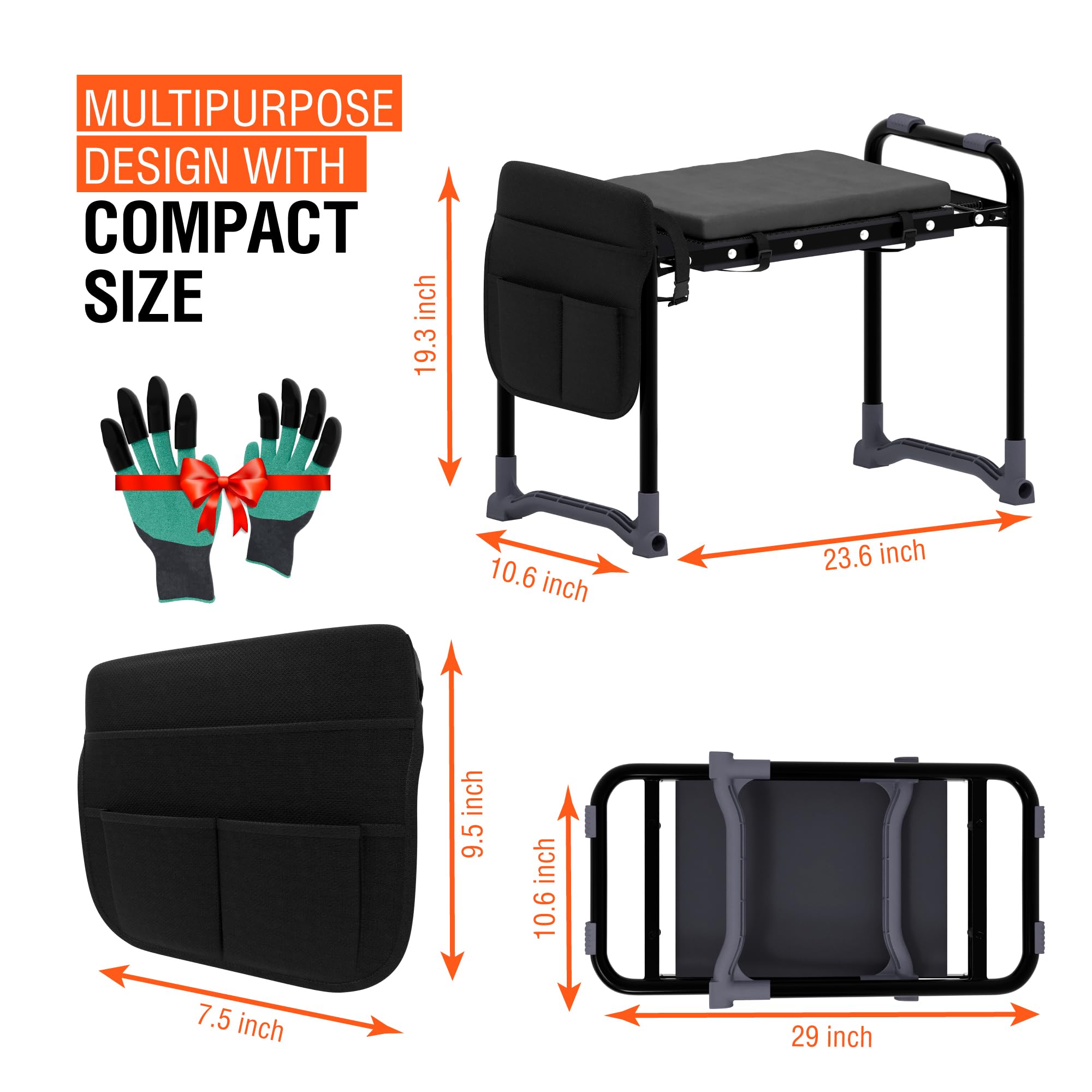 **Ergonomic Garden Kneeler and Seat - Adjustable Gardening Stool with Handles for Seniors & Adults - Comfortable Kneeling Bench for Planting, Weeding & Outdoor Work - Perfect for Home, Yard & Garden Use**