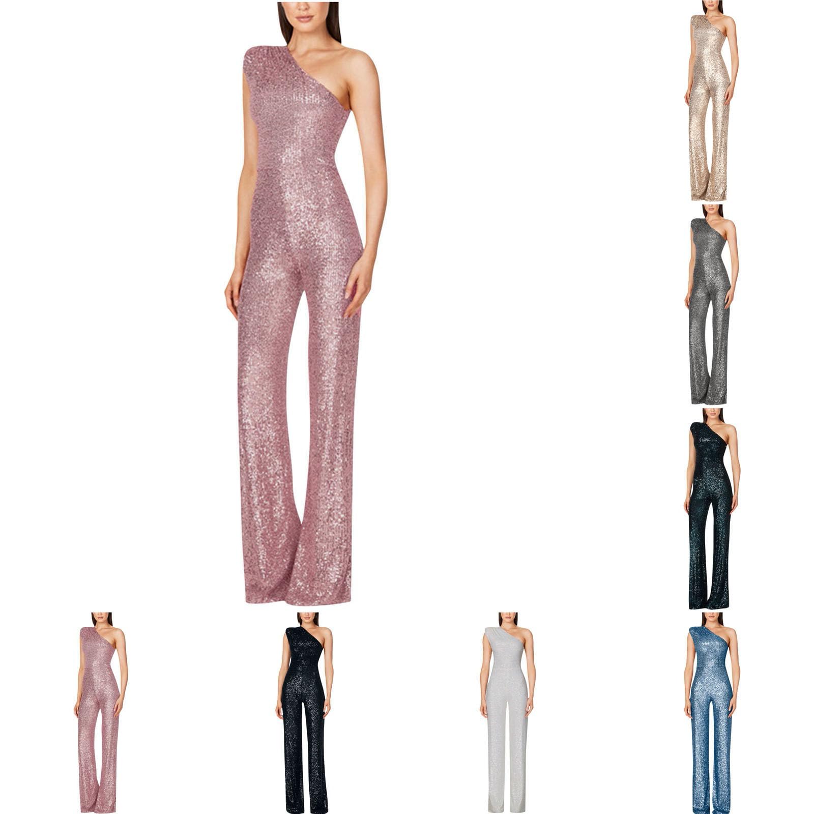 Sparkly Sequin Romper for Women - One Shoulder Glitter Jumpsuit | Party Outfit, Nightclub Wear, Casual Bodysuit | Perfect for Bachelorette Parties, NYE Celebrations & Festive Events