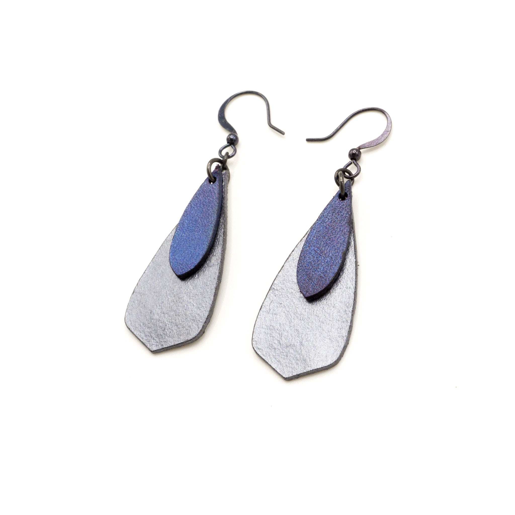 Innera Genuine Leather Earrings with Silver & Purple Pearl Accents - Elegant Handmade Jewelry for Women | Perfect for Parties, Weddings & Everyday Wear