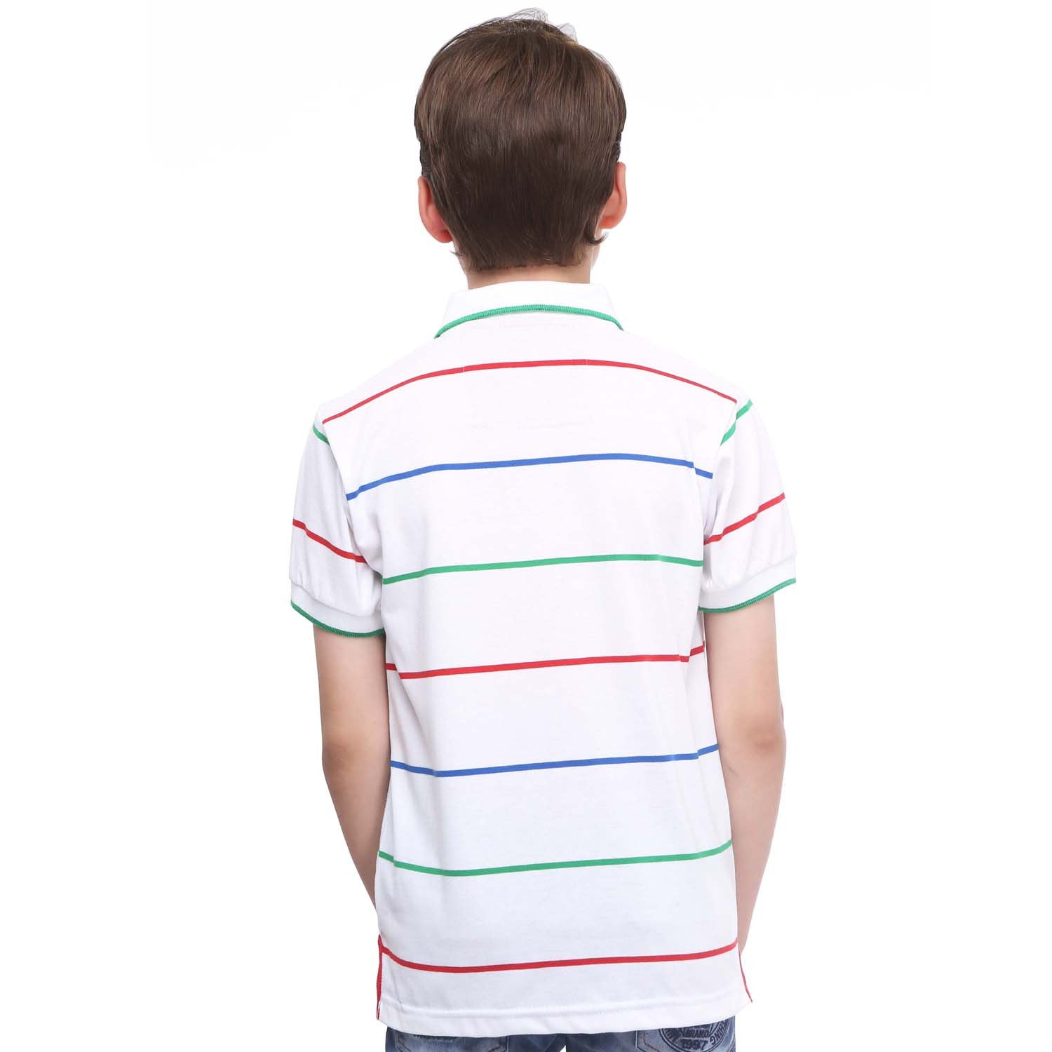 MashUp Super Stripes White Polo T-Shirt for Men - Classic Casual Short Sleeve Shirt - Perfect for Office, Golf, and Summer Outfits