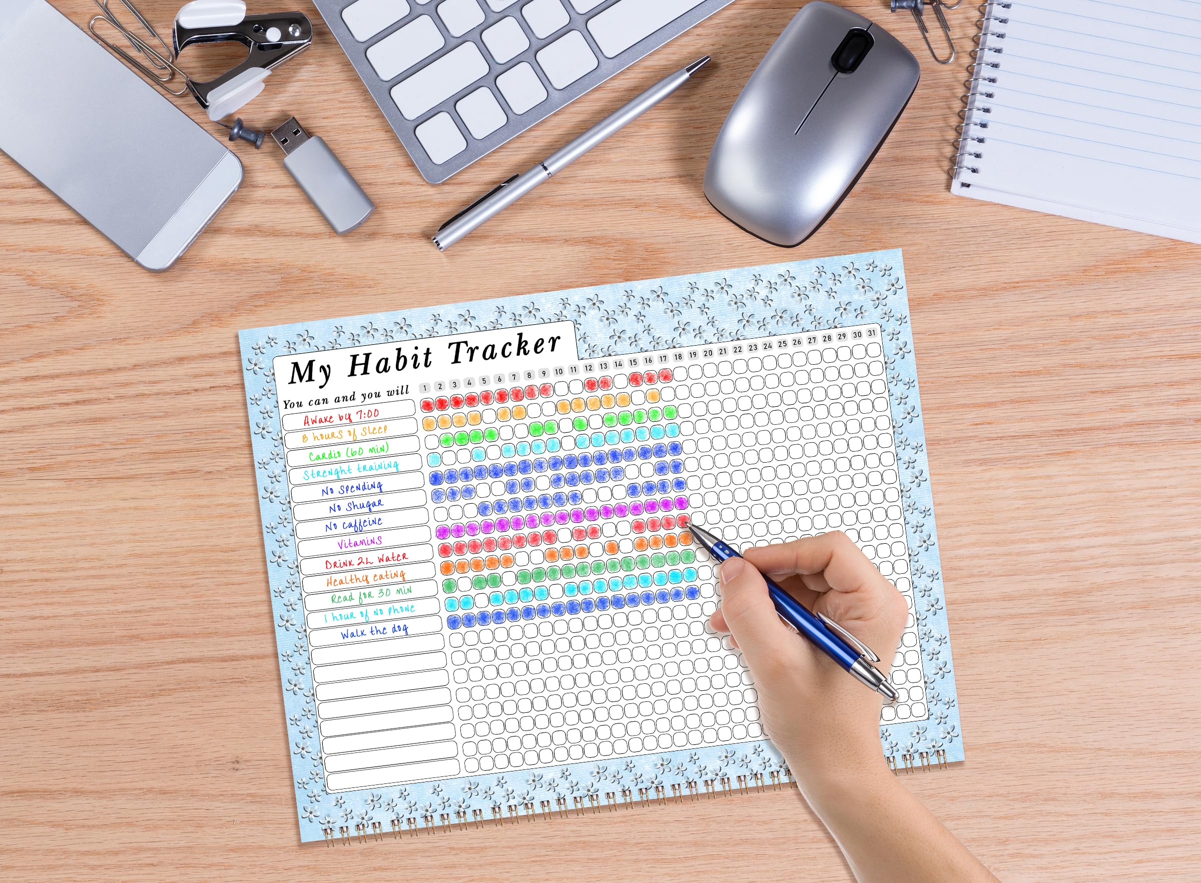 2025 Monthly Desktop & Wall Calendar Planner with Habit Tracker - Daily Weekly Monthly Goal Setting Motivational Journal - Inspirational Productivity Tool (Edition #018) - Perfect for Office, Home & School Organization
