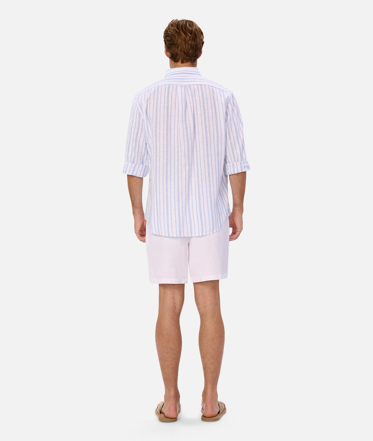 Francesco Linen Long Sleeve Shirt for Men - Breathable Off White & Light Blue Button Down Shirt - Perfect for Casual Wear, Office & Summer Outfits