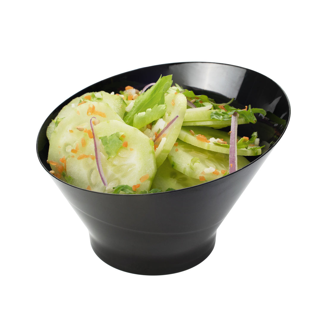 5 oz Round Black Plastic Small Incline Bowl - 3.75