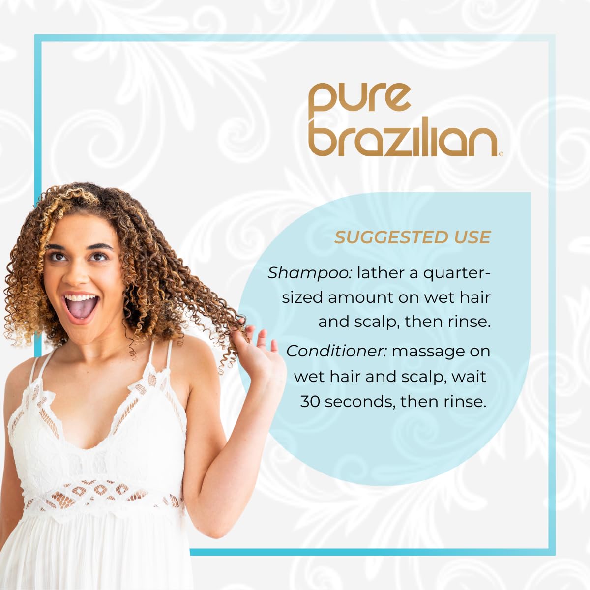 Pure Brazilian Anti-Frizz Shampoo and Conditioner Set - Keratin, Argan Oil & Acai Enriched - Salt-Free & Color Safe Hair Care - 1 Liter (33.8 Fl Oz) - Perfect for Dry, Damaged & Frizzy Hair - Daily Use for Smooth & Shiny Locks