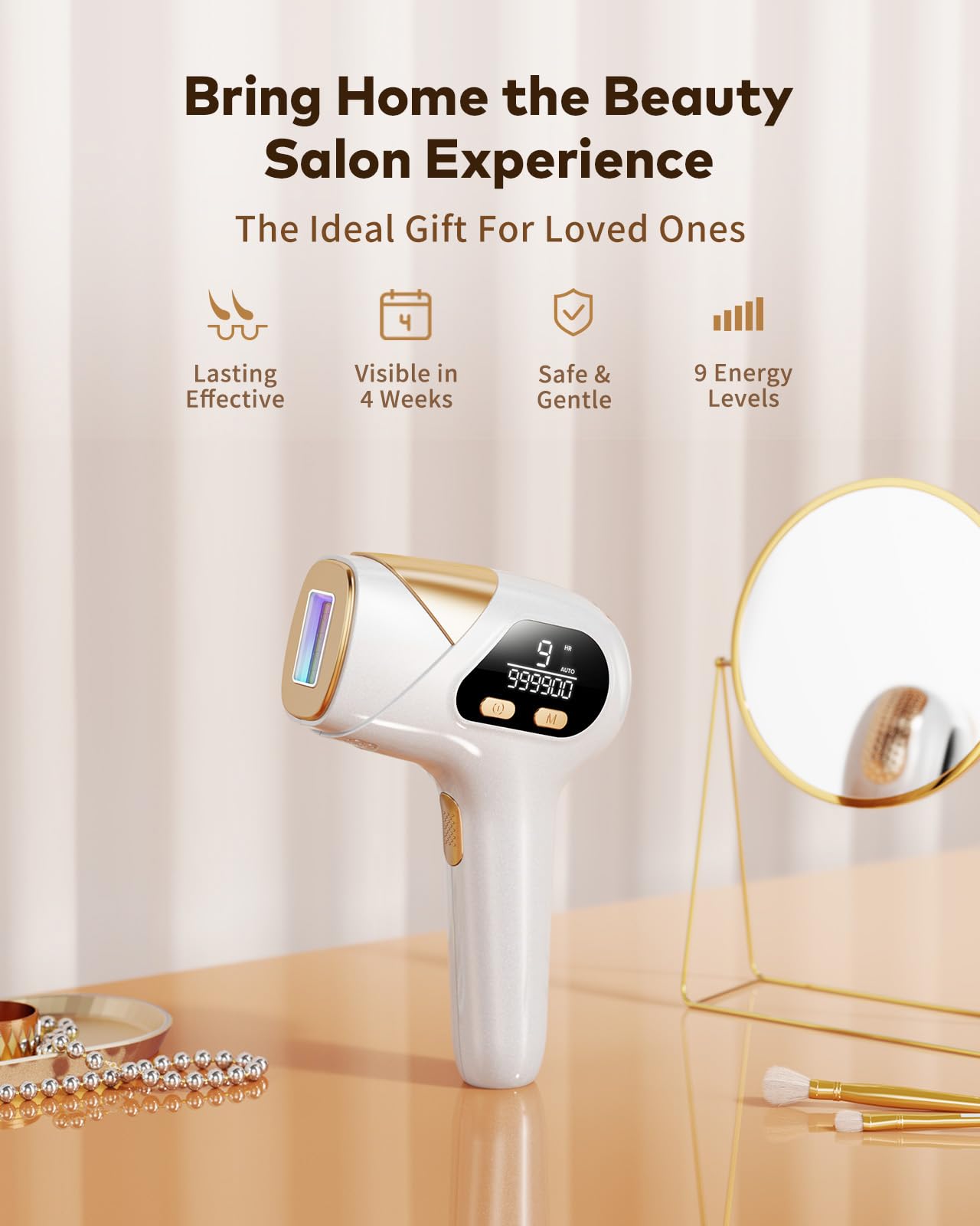 LYSMOSKI IPL Hair Removal Device for Women & Men - Painless & Safe At-Home Laser Hair Remover for Face, Legs, Arms, Bikini Line & Body - Permanent Hair Reduction for Smooth Skin at Home & Travel