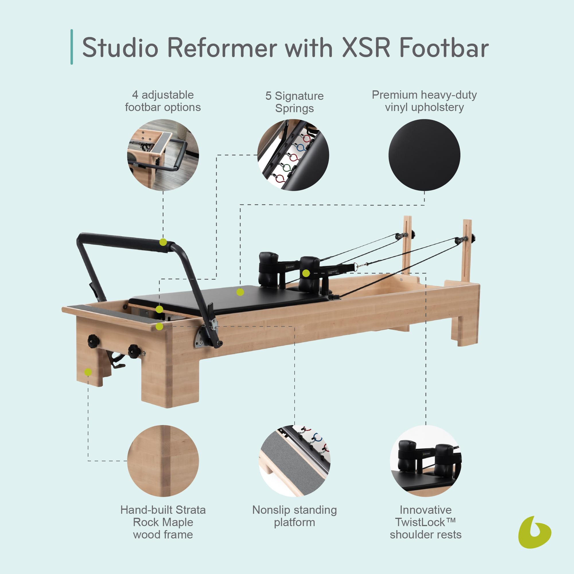 Balanced Body Studio Pilates Reformer with Sitting Exercise Box - Professional Pilates Machine for Home & Studio Gym Equipment - Fitness & Wellness Training for Core Strength, Flexibility & Rehabilitation | Perfect for Home Workouts, Physical Therapy & Pilates Studios