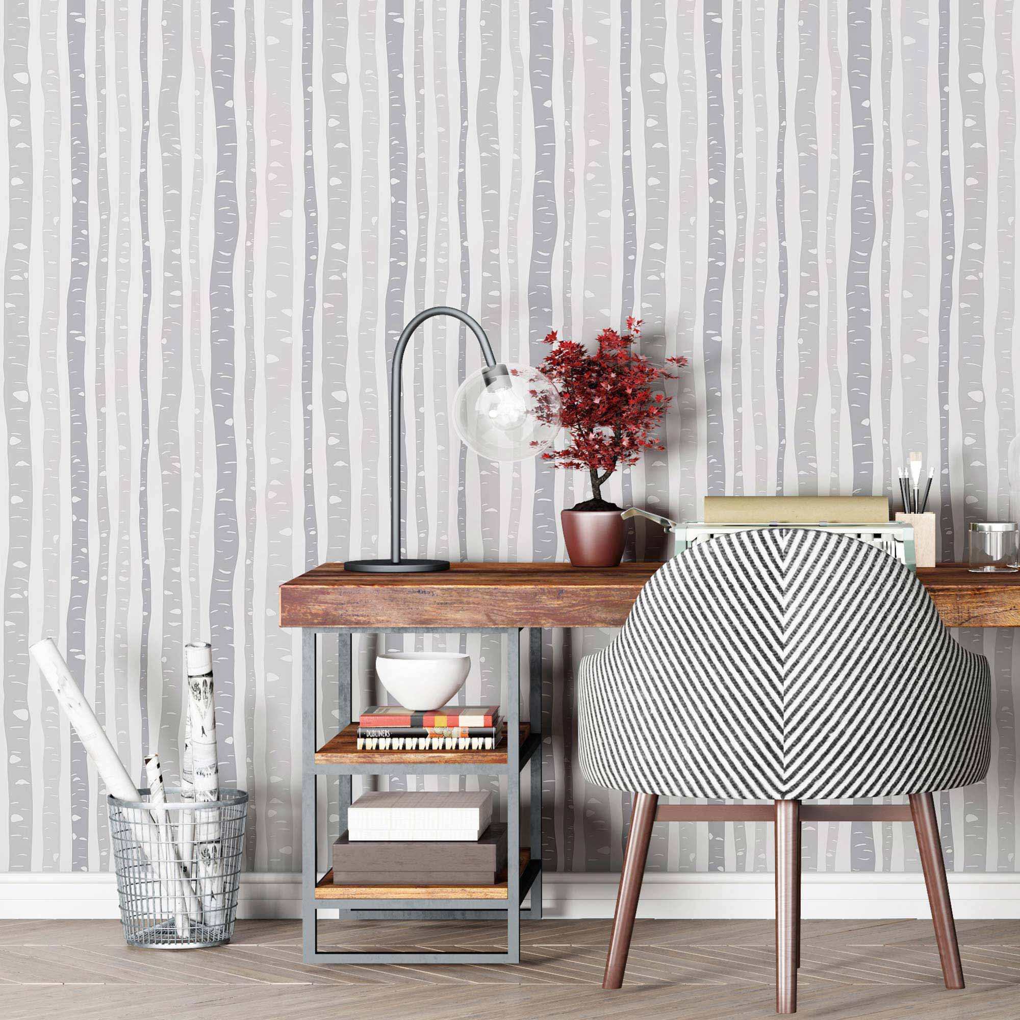 Grey Branches Peel and Stick Removable Wallpaper 8915 - Self-Adhesive Decorative Wall Covering for Bedroom, Living Room & Office Decor