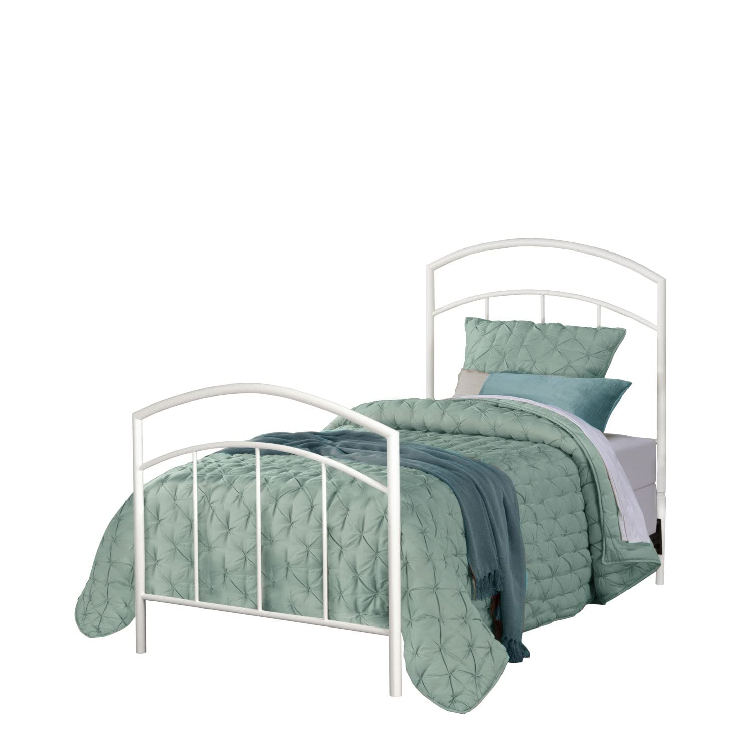 Julien Twin Metal Bed Frame with Textured White Finish - Sturdy & Modern Design for Kids, Teens & Guest Rooms - Perfect for Bedrooms, Dorms & Apartments