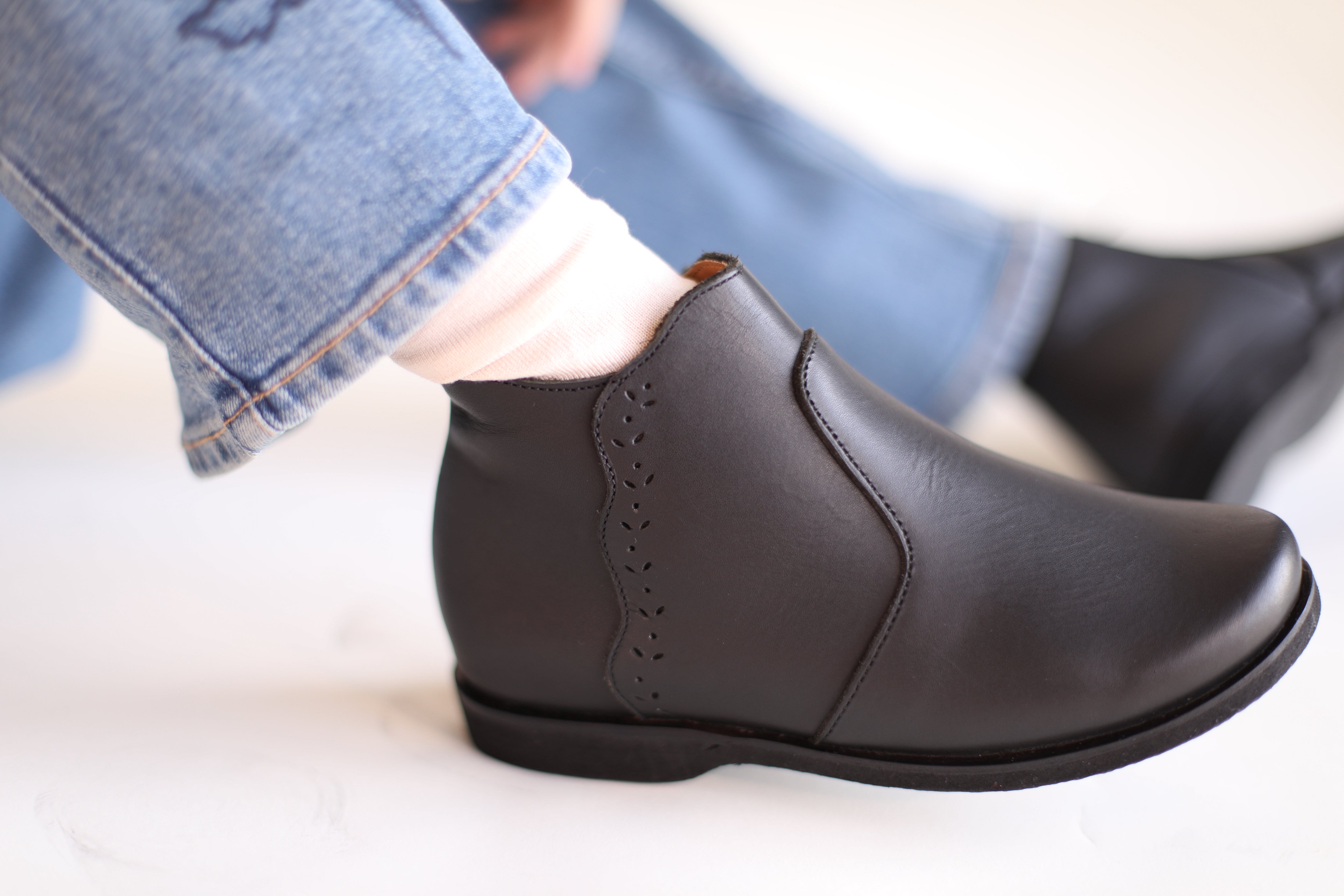 Black Ophelia Kids Leather Boots - Waterproof & Comfortable for Outdoor Play, School & Winter Wear