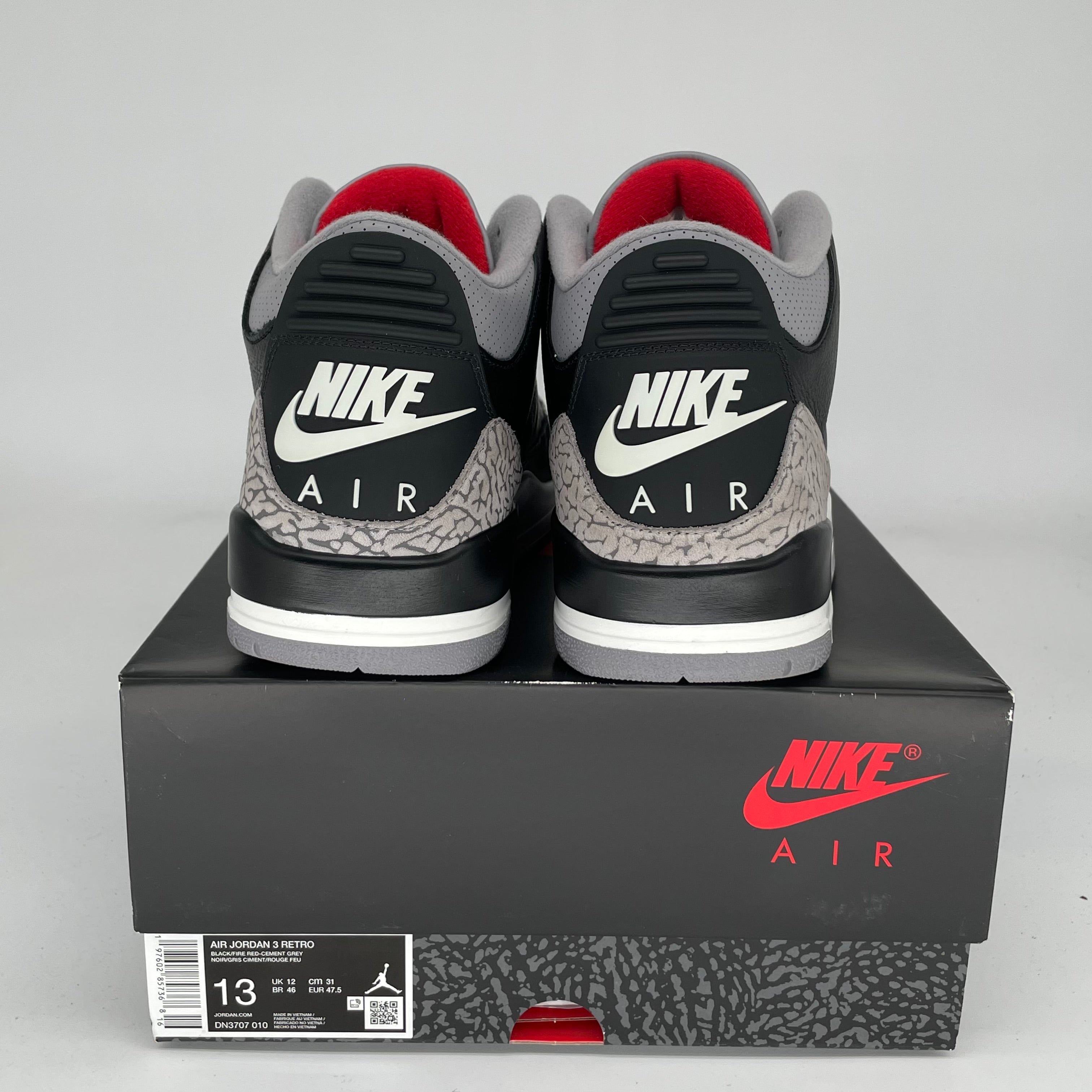 Original Air Jordan 3 Retro 'Black Cement' Men's Basketball Shoes - Size 13 (DN3707-010) | Authentic Nike Sneakers for Streetwear, Casual & Basketball Performance