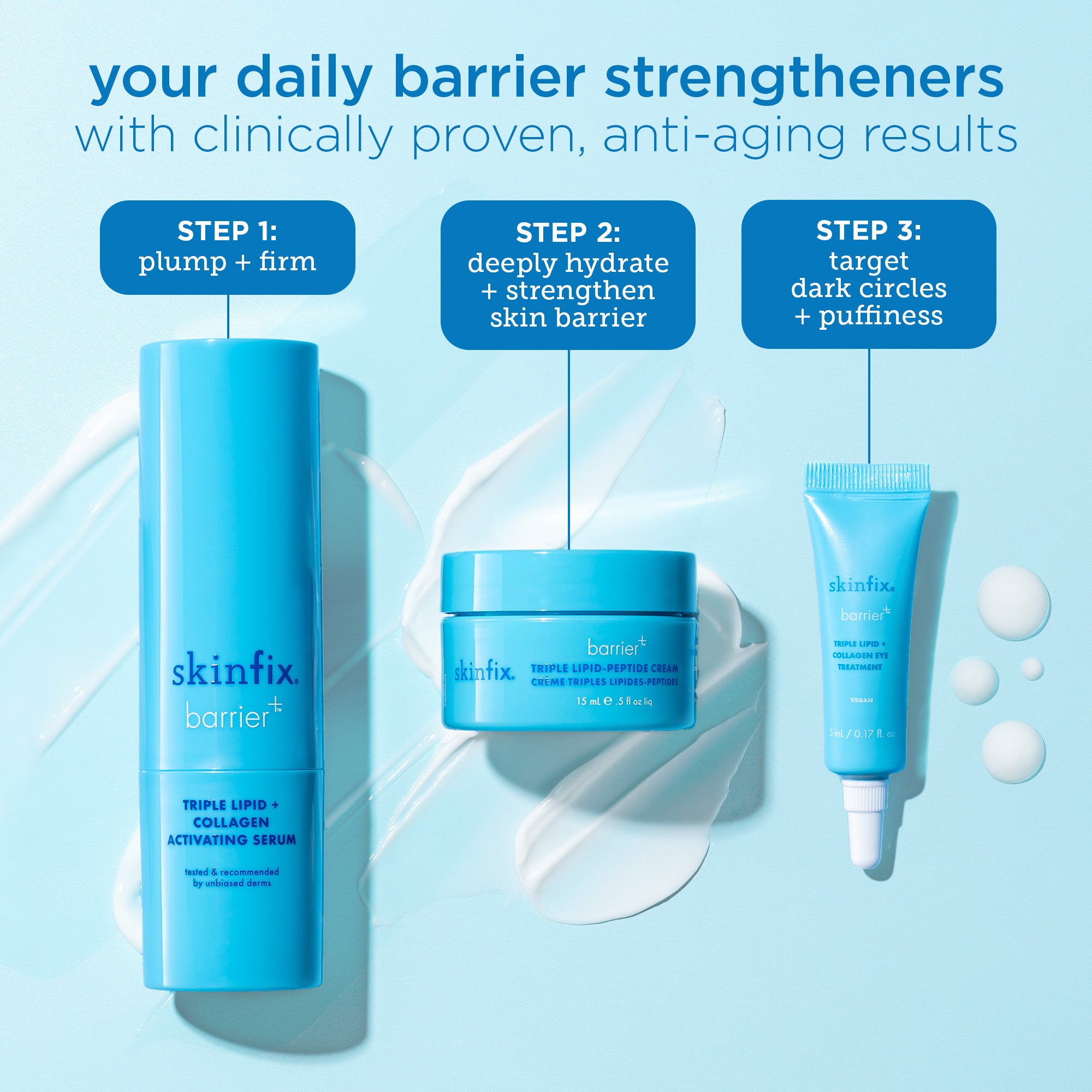 Barrier+ Plump + Firm Trio Set - Anti-Aging Skincare for Wrinkles & Fine Lines - Perfect for Night Routine & Daily Hydration