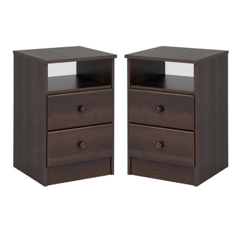 Home Square 2-Piece Espresso Nightstand Set with 2 Drawers - Perfect for Bedroom Storage & Modern Home Decor