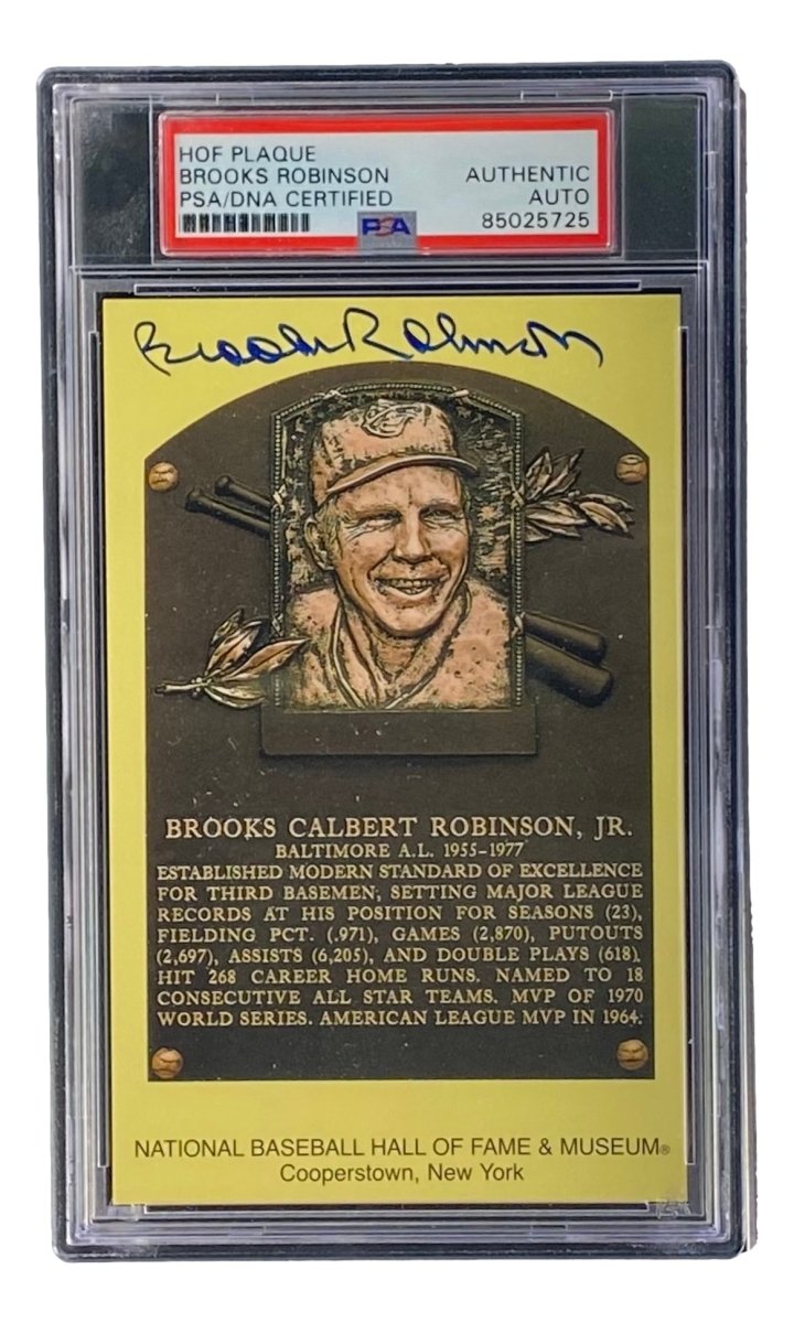 Authentic Brooks Robinson Signed 4x6 Baltimore Orioles HOF Plaque Card with PSA/DNA Certification 85025725 - Perfect for Baseball Memorabilia Collectors and Sports Fans Display