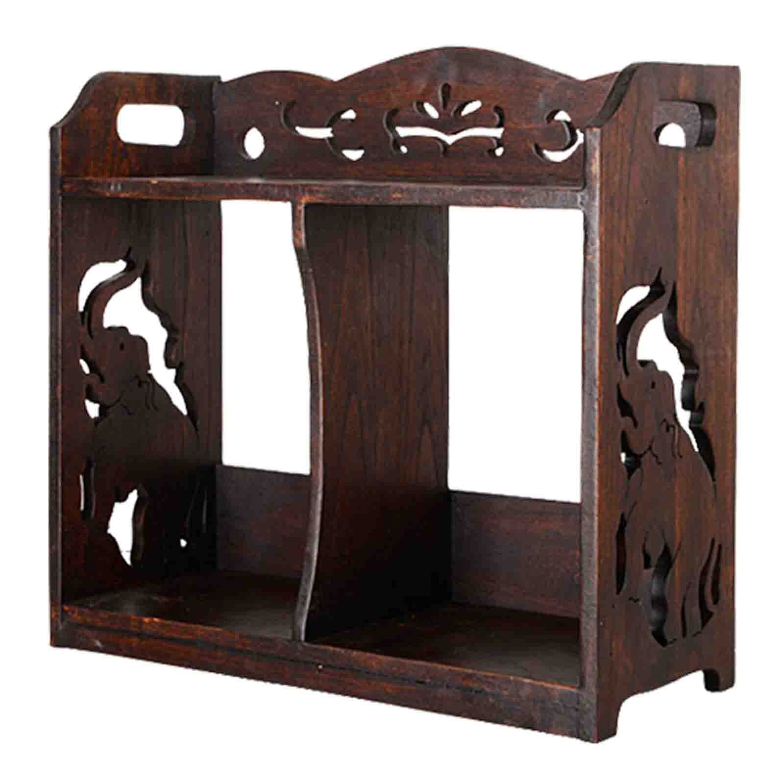 Teak Desktop Bookshelf Organizer - Mini Tabletop Bookcase for Office & Home, Desk Storage Shelf for Books, Files & Decor - Perfect for Workspace, Study & Living Room Organization