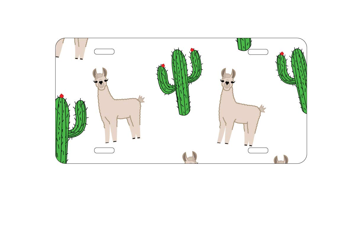 Custom Personalized Llamas & Cacti Aluminum Vanity License Plate - Unique Car & Truck Accessory for Road Trips, RV Camping & Jeep Wranglers | Southwest Decor Gift for Western Home & Off-Road Adventures | Perfect for Car Shows, Tailgating & Outdoor Enthusiasts | Great for Desert Road Trips, Southwest Home Decor & Western-Themed Parties | Ideal for Adding Personality to Vehicles, Home Offices & Man Caves | Use for Jeep Accessories, Outdoor Spaces & Western Style Decor