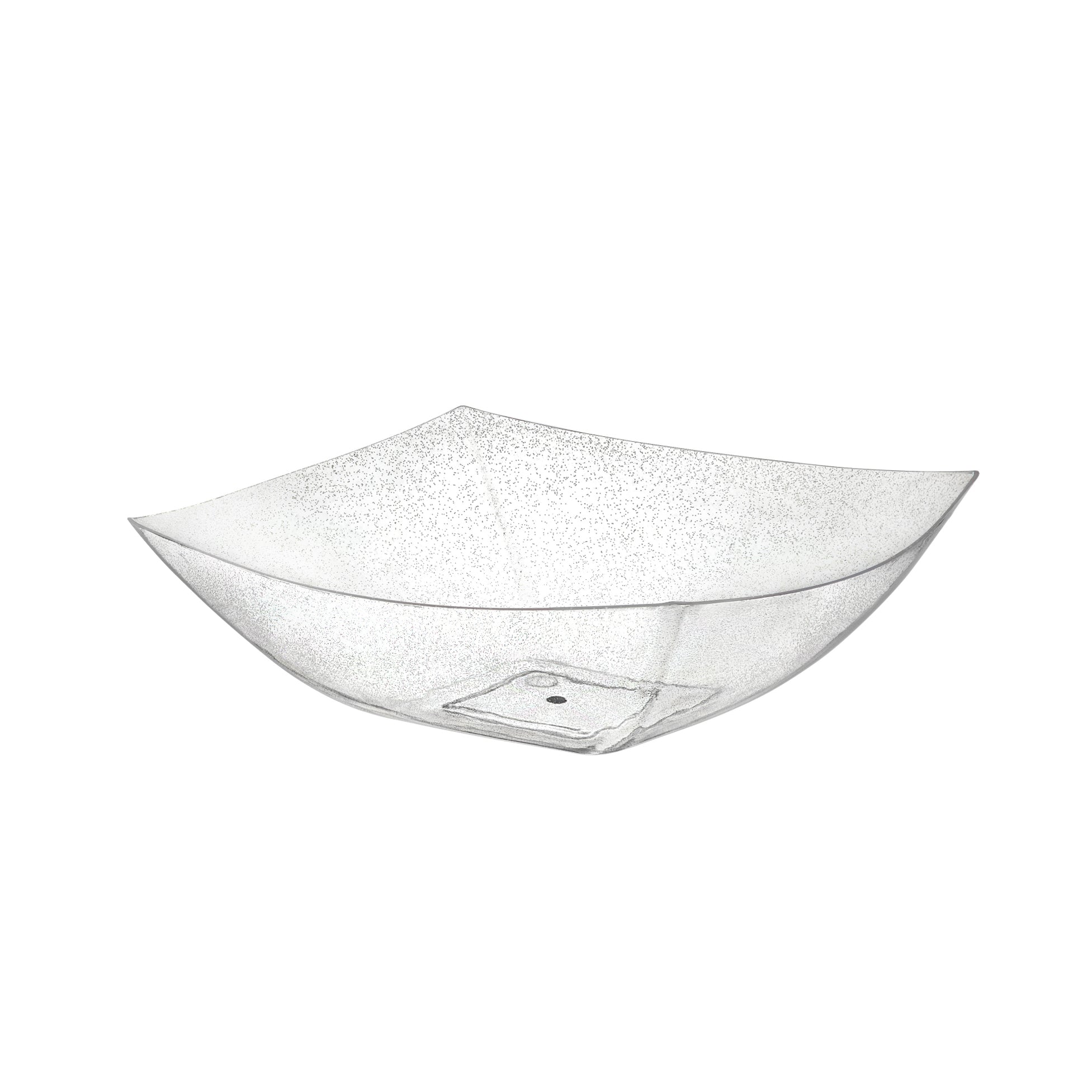 Square Silver Glitter Serving Bowls - Set of 4 | Elegant Party Dessert Bowls for Candy, Snacks, Ice Cream & Entertaining