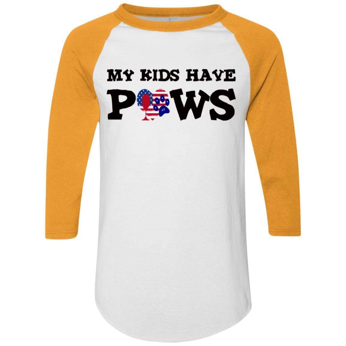 My Kids Have Paws Colorblock Raglan Jersey - Funny Dog Lover T-Shirt for Women | WineyBitches.Co | Perfect for Pet Owners, Dog Moms & Animal Lovers
