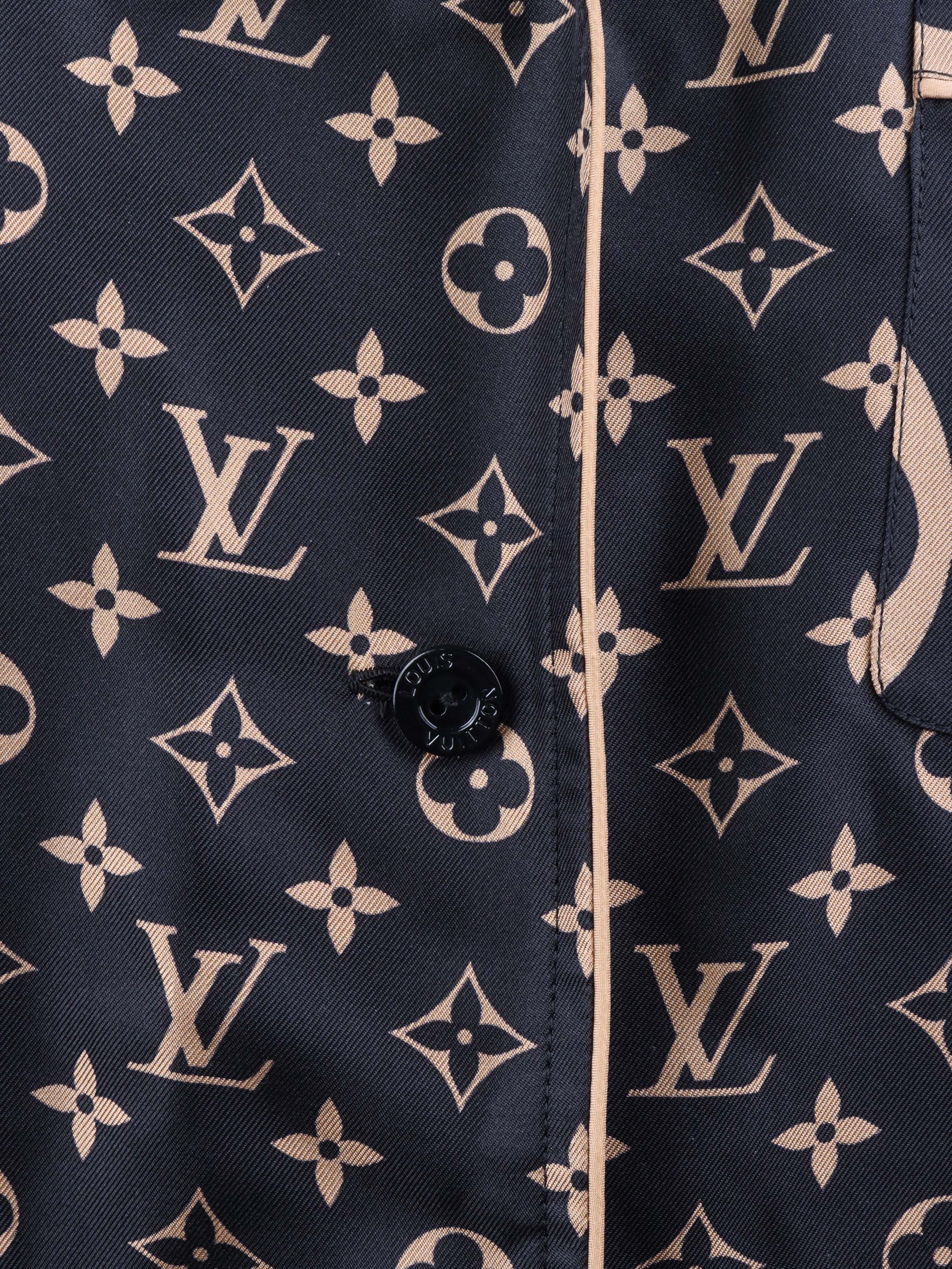 Louis Vuitton Monogram Black Pyjama Blouse - Luxury Silk Sleepwear for Women, Elegant Loungewear & Nightwear - Perfect for Relaxing at Home, Spa Days & Romantic Getaways