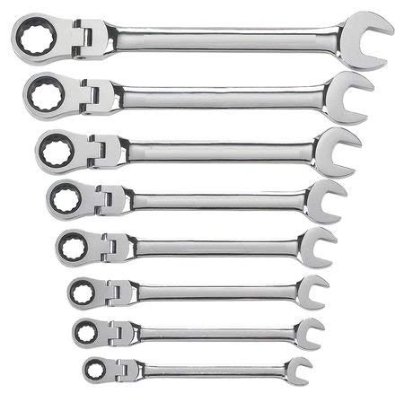 8-Piece Ratcheting Wrench Set - Professional Mechanics Tool Kit for Car Repair, Plumbing & DIY Projects | Durable Steel Construction | Perfect for Home Garage, Auto Shop & Construction Sites
