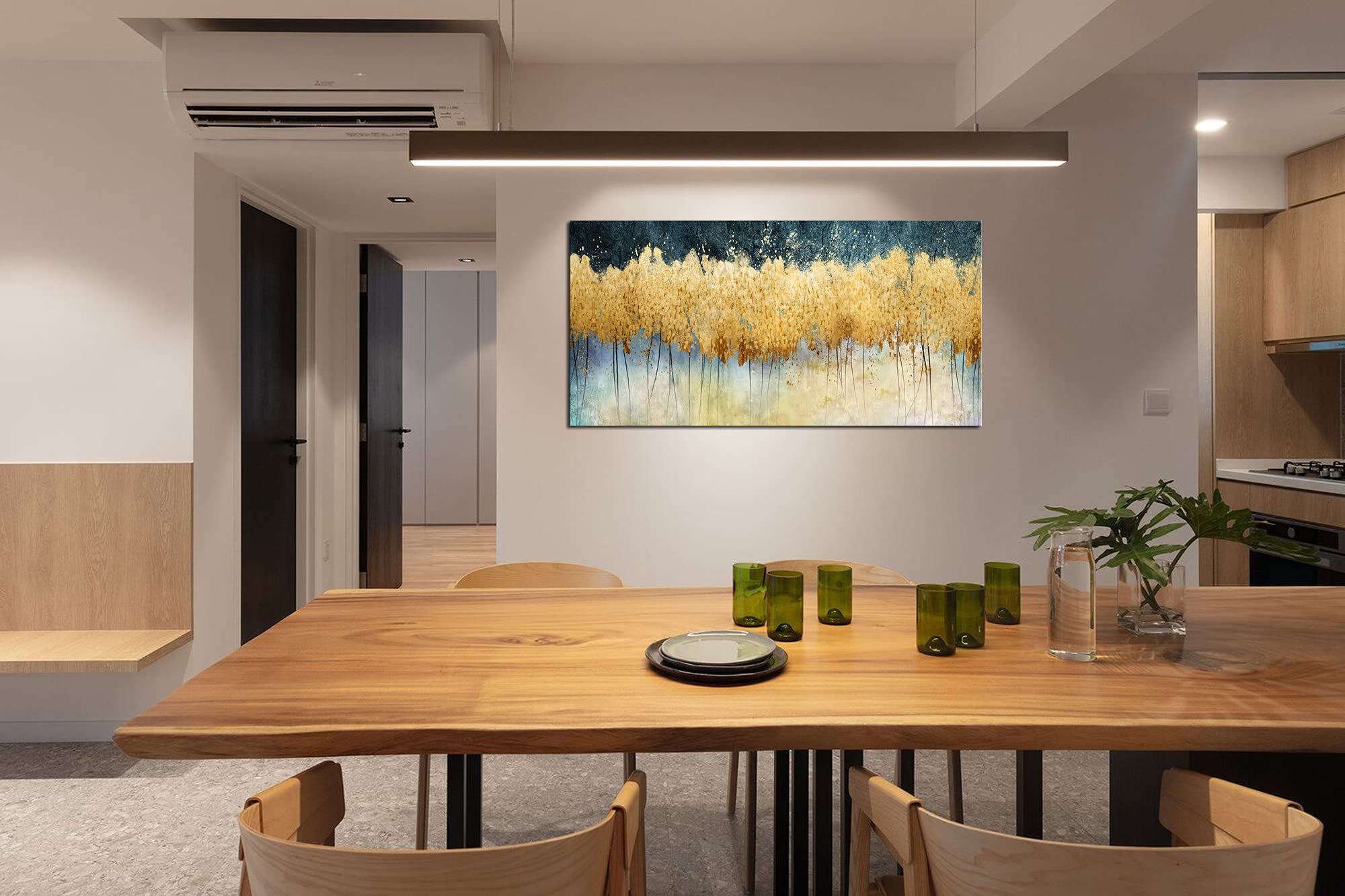 XXMWallArt FC2662 Abstract Golden Forest Canvas Painting - Modern Wall Art for Living Room, Bedroom, Kitchen & Office Decor | Perfect for Home & Workspace Accent Wall