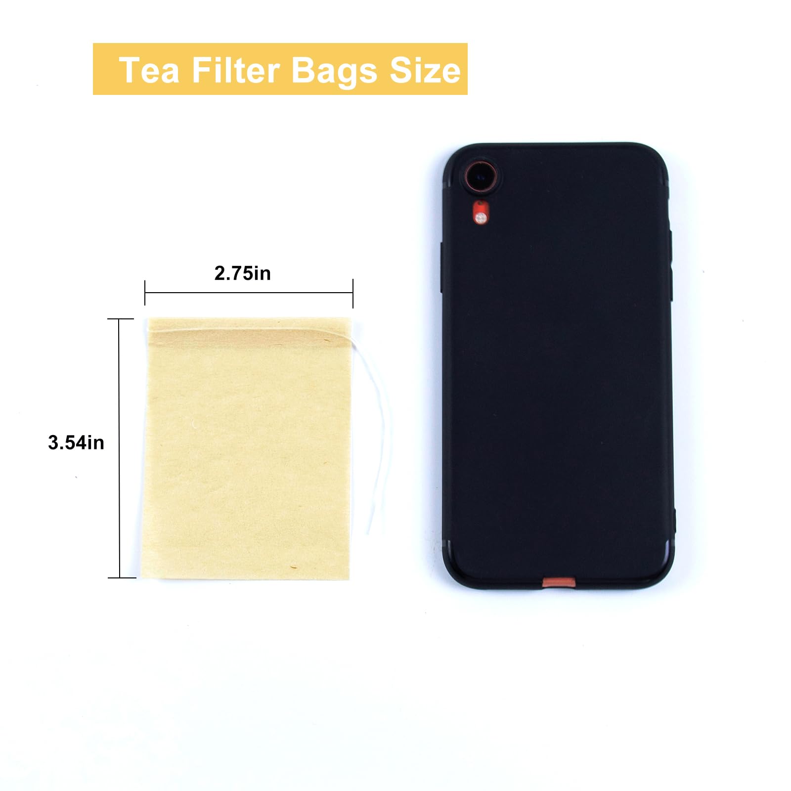 SYCARON 200 Count Disposable Tea Bags for Loose Leaf Tea & Coffee - Natural Paper Filter Bags with Drawstring (3.54 x 2.75 Inch) - Perfect for Home Brewing, Office Use & Tea Gift Packaging