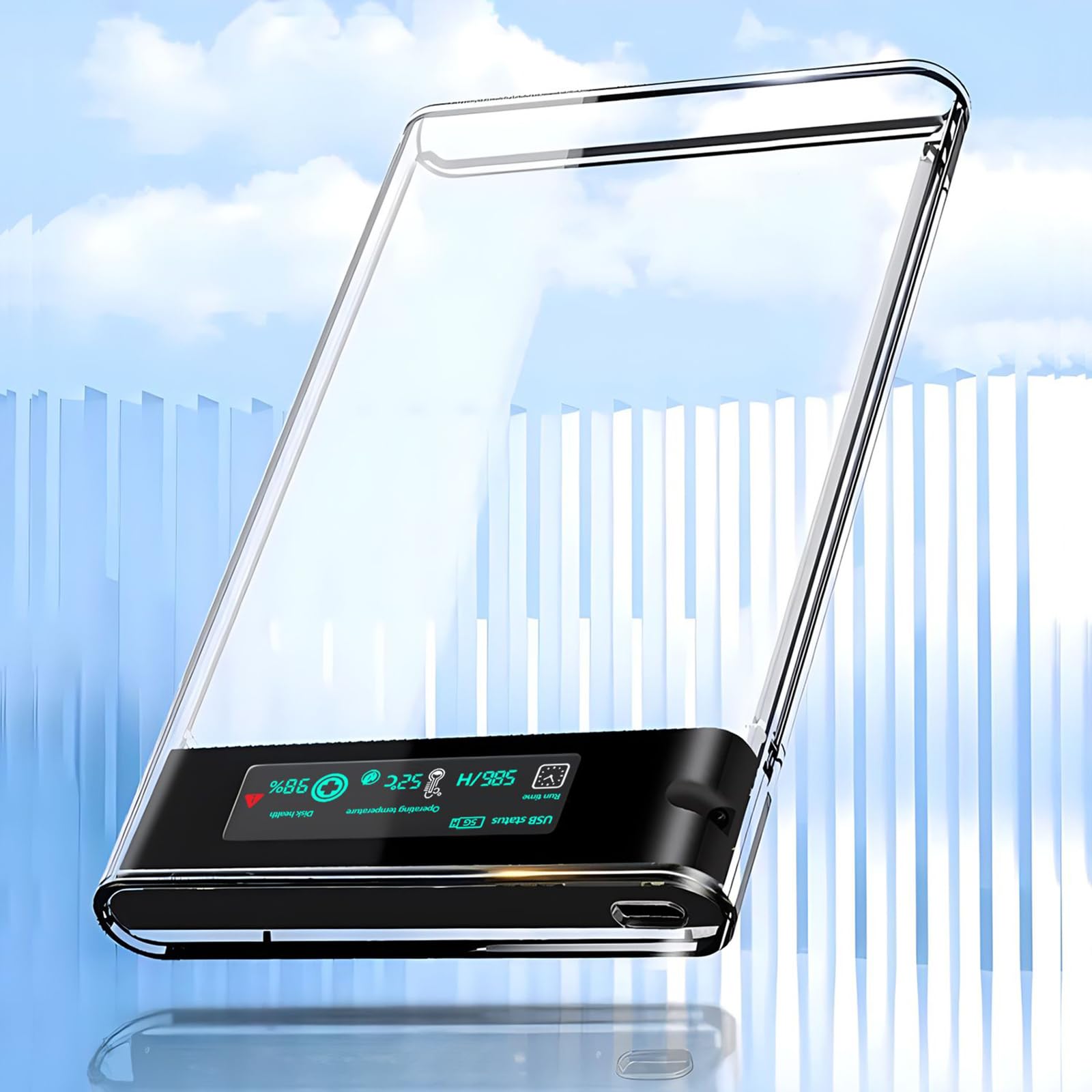 JSZDFSV 2.5 Inch USB 3.0 Hard Drive Enclosure - Transparent SSD Case for Laptop & Computer Storage - ABS Plastic External HDD Housing for Data Backup & File Transfer