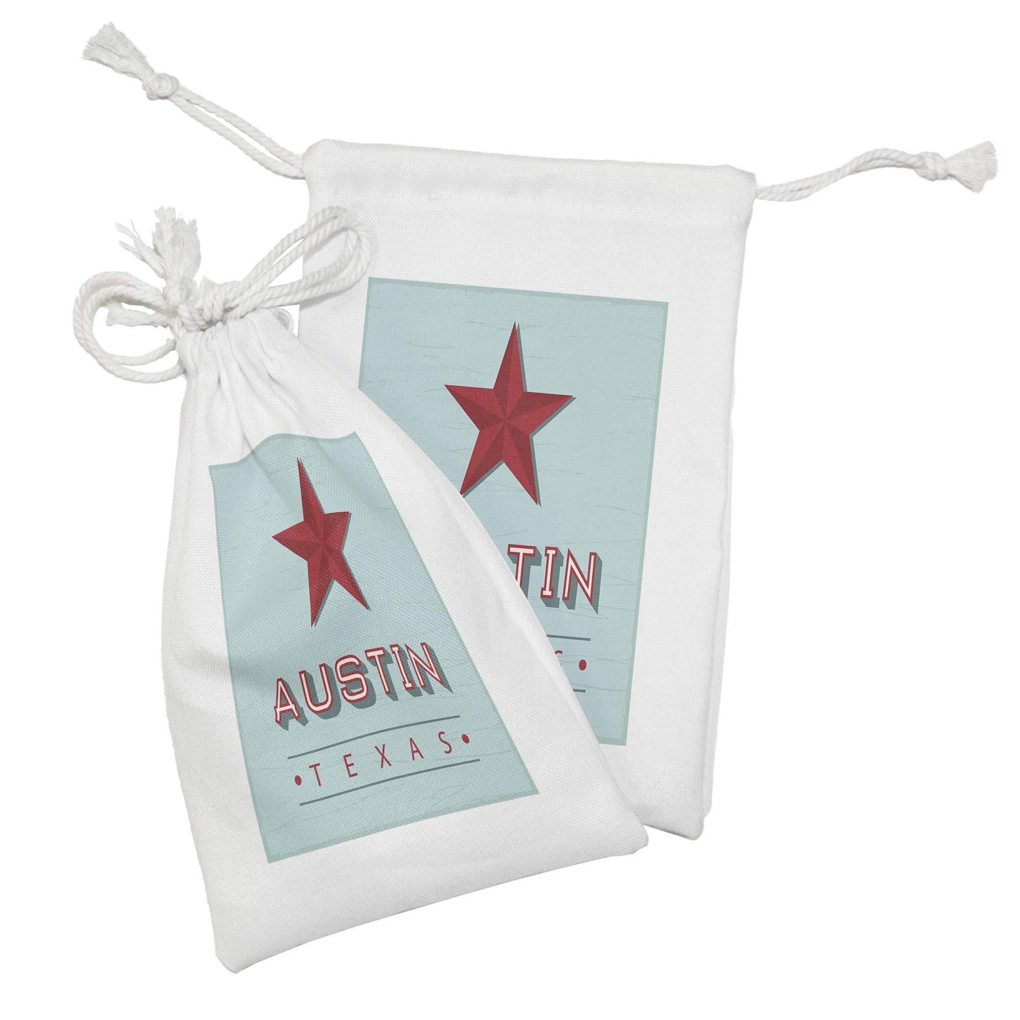 Ambesonne Austin Fabric Pouch Set of 2 - Texas Star State Symbolic Design Drawstring Bags (9
