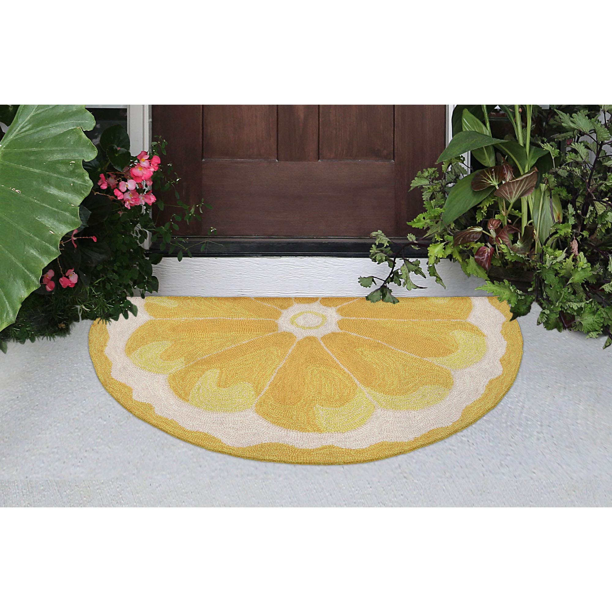 Liora Manne Lemon Slice Indoor Outdoor Area Rug 2'6 x 4' - Non-Slip Kitchen Mat, Boho Bathroom Runner, Summer Patio Decor for Home & Garden