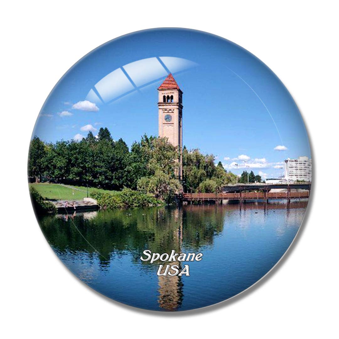 USA Spokane Riverfront Park 3D Fridge Magnet - Souvenir Crystal Glass Whiteboard Magnet for Refrigerator, Office & Home Decor - Perfect Travel Memento & Gift Idea