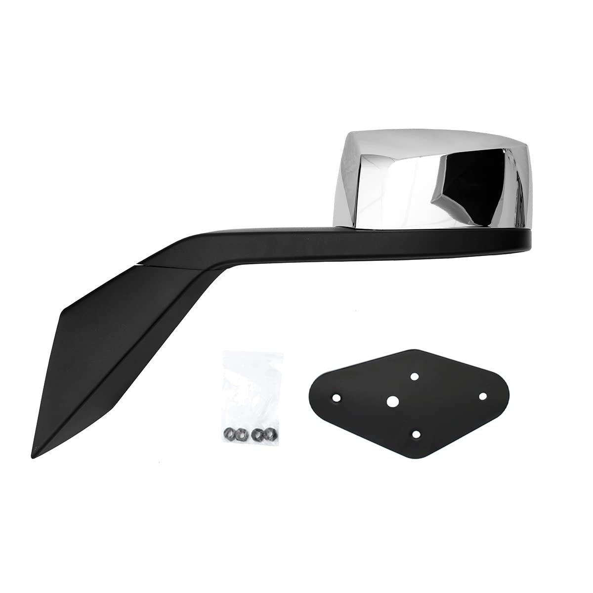 Volvo VNL Hood Mirror Assembly Replacement (2004-2014) - Left Driver Side Chrome Truck Mirror with Arm - Perfect for Volvo VNL Long Haul Trucks & Highway Safety