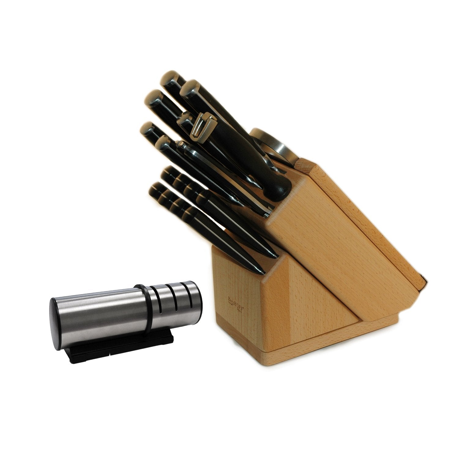 BergHOFF Forged 21-Piece Stainless Steel Knife Set with Knife Block & Built-in Sharpener - Premium Kitchen Cutlery for Cooking, Slicing & Food Prep