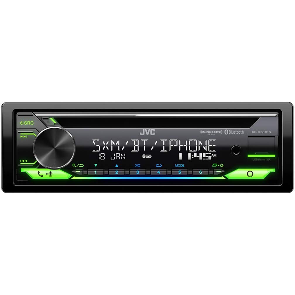 JVC KD-TD91BTS Single DIN Bluetooth Car Stereo Receiver with USB Port, 2-Line LCD Display, AM/FM Radio, CD/MP3 Player & 13-Band EQ - Amazon Alexa Enabled (Black) | Perfect for Hands-Free Calling, Music Streaming & Enhanced Car Audio Experience