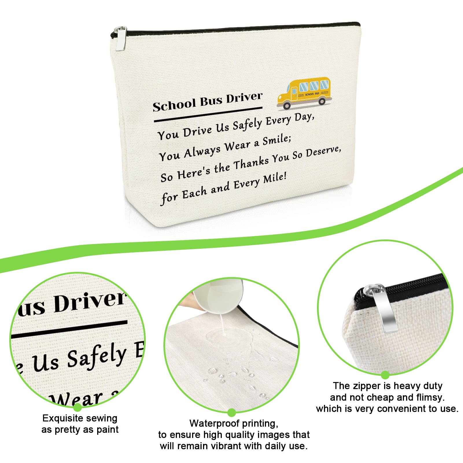 Bus Driver Appreciation Gift - Cute Makeup Bag for Women | Thank You Present for Bus Drivers, Teachers & Coworkers | Perfect for Graduation, Birthday, Christmas & Retirement | Travel & Daily Use Cosmetic Pouch