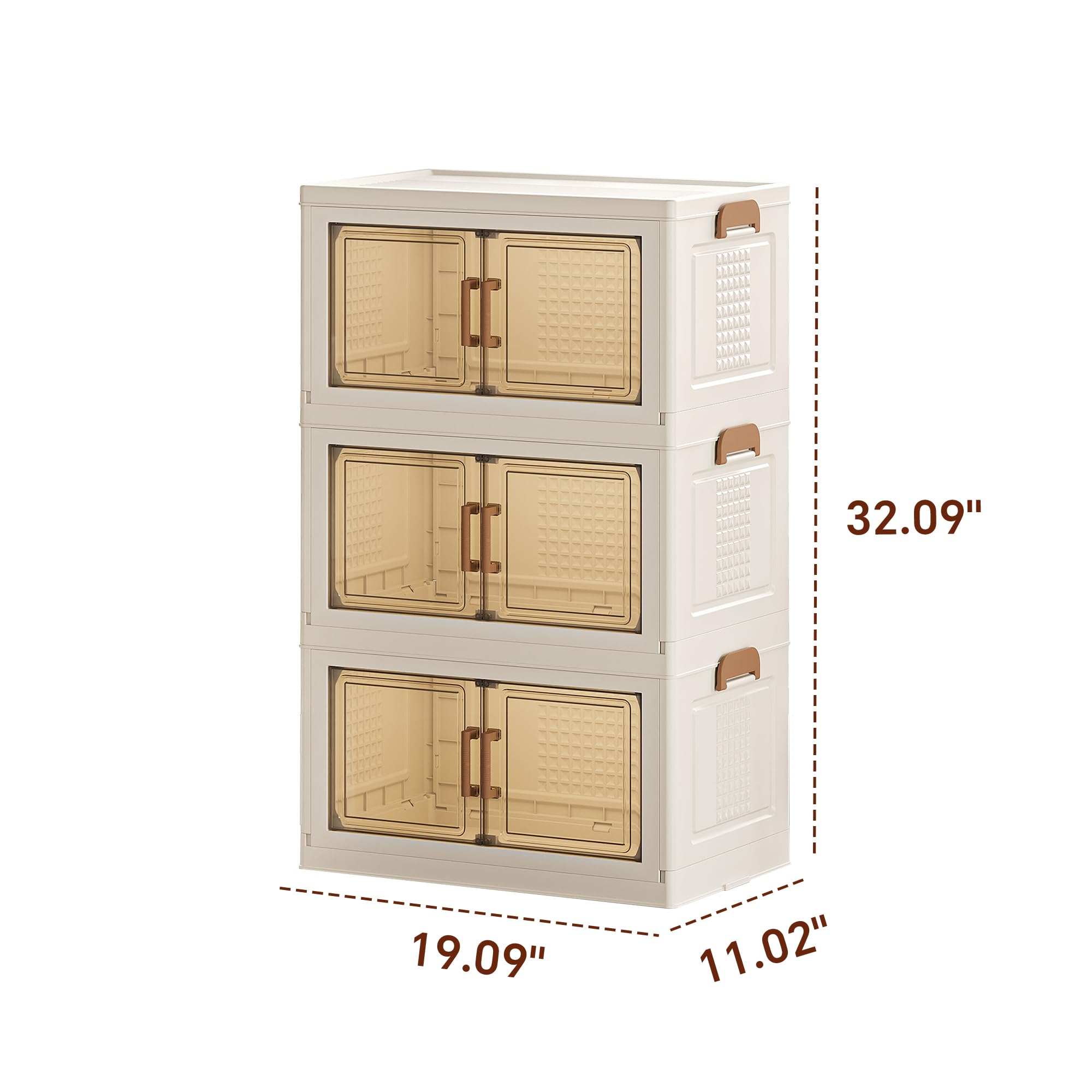 39 QT Stackable Storage Bins with Lids & Wheels - 3 Tier Plastic Storage Boxes, Collapsible Foldable Organizers for Home, Pantry, Office, Dorm - Perfect for Closet Organization, Kitchen Storage & Small Space Saving