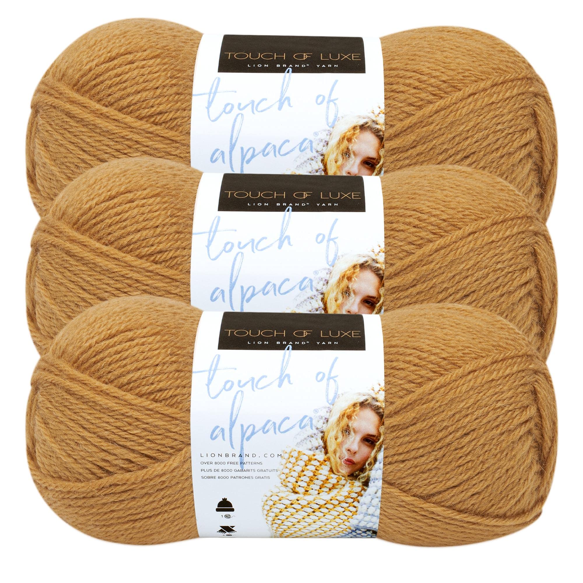 (3 Pack) Lion Brand Yarn Touch of Alpaca Yarn - Soft Goldenrod Acrylic-Alpaca Blend for Knitting & Crocheting | Perfect for Scarves, Blankets & Baby Clothes