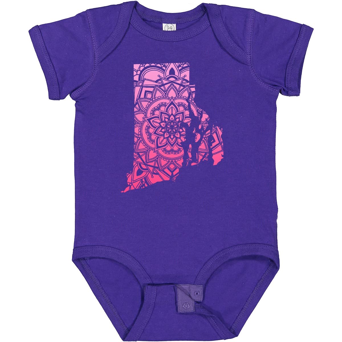 Inktastic Rhode Island Silhouette Mandala Baby Bodysuit - Soft Cotton Onesie for Newborns & Infants - Perfect for Family Outings, Photo Shoots & Everyday Wear