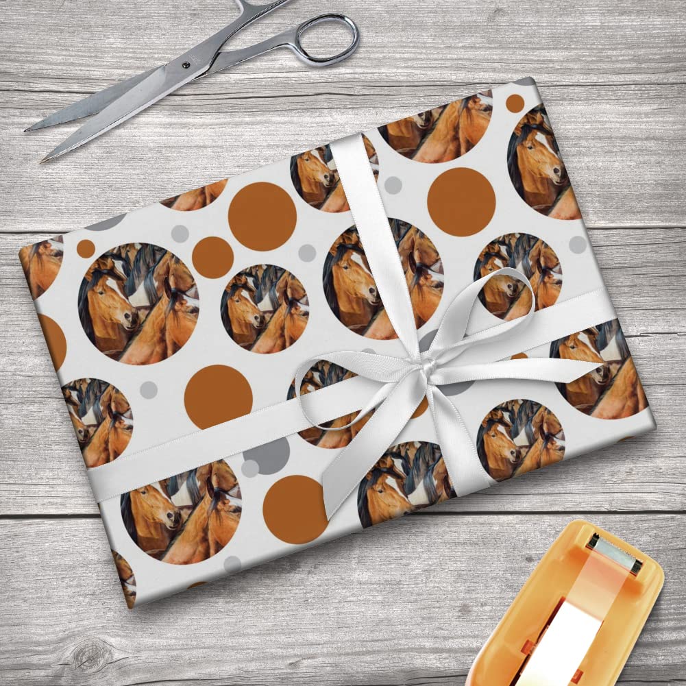 GRAPHICS & MORE Horses Gridlock Gift Wrap Wrapping Paper Roll - Premium Christmas Birthday Present Wrapping for Parties, Weddings & Special Occasions