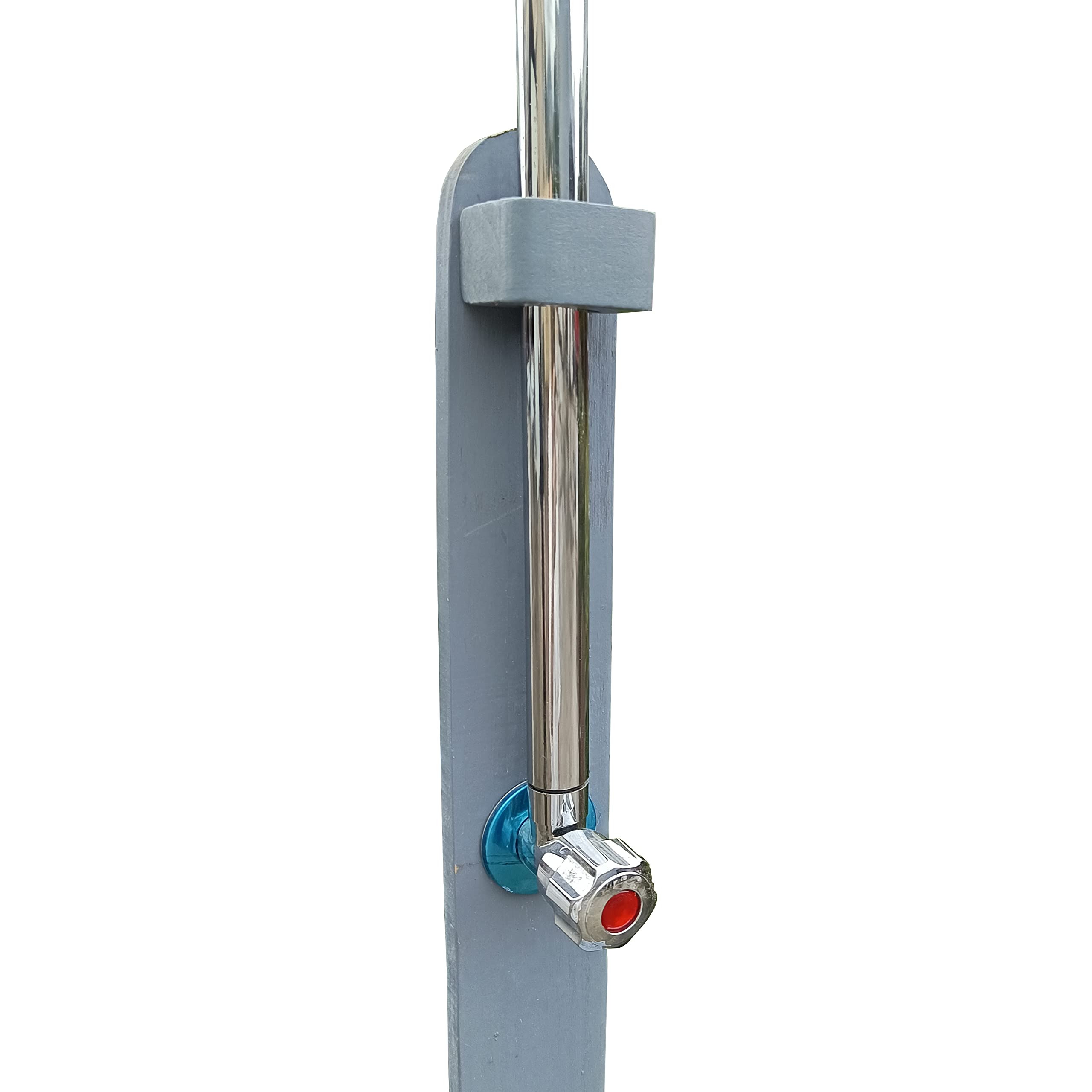 Premium Solid Wood Outdoor Garden Pool Shower Kit - Adjustable Pressure Freestanding Shower with Storage Shelf | Perfect for Swimming Pools, Patios, Terraces & Backyard Gardens (Gray)