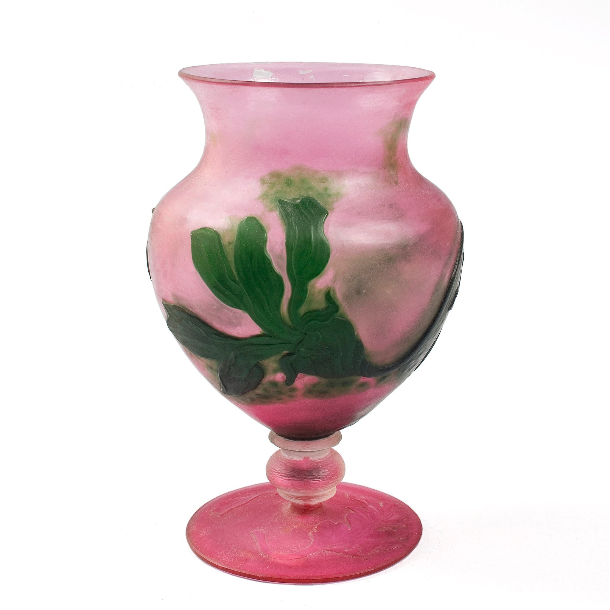 Daum Nancy Wheel Carved Floral Cameo Glass Vase - Antique French Art Nouveau Collectible - Perfect for Home Decor, Wedding Centerpieces & Luxury Gift Giving