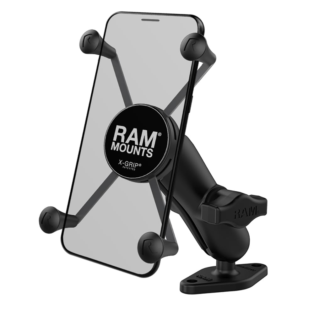 RAM Mounts X-Grip Large Phone Mount with Diamond Base RAM-B-102-UN10U & Medium Arm - Secure Phone Holder for Car, Motorcycle, and Bike