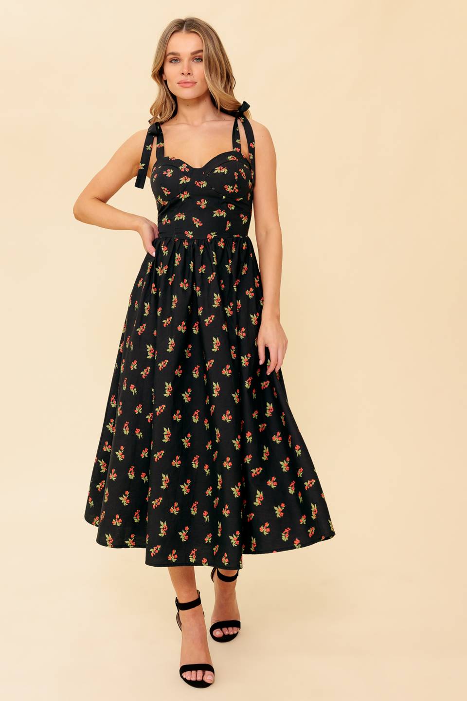 Enchanting Moments Woven Midi Dress - Elegant Floral Summer Dress for Women | Perfect for Weddings, Parties & Date Nights