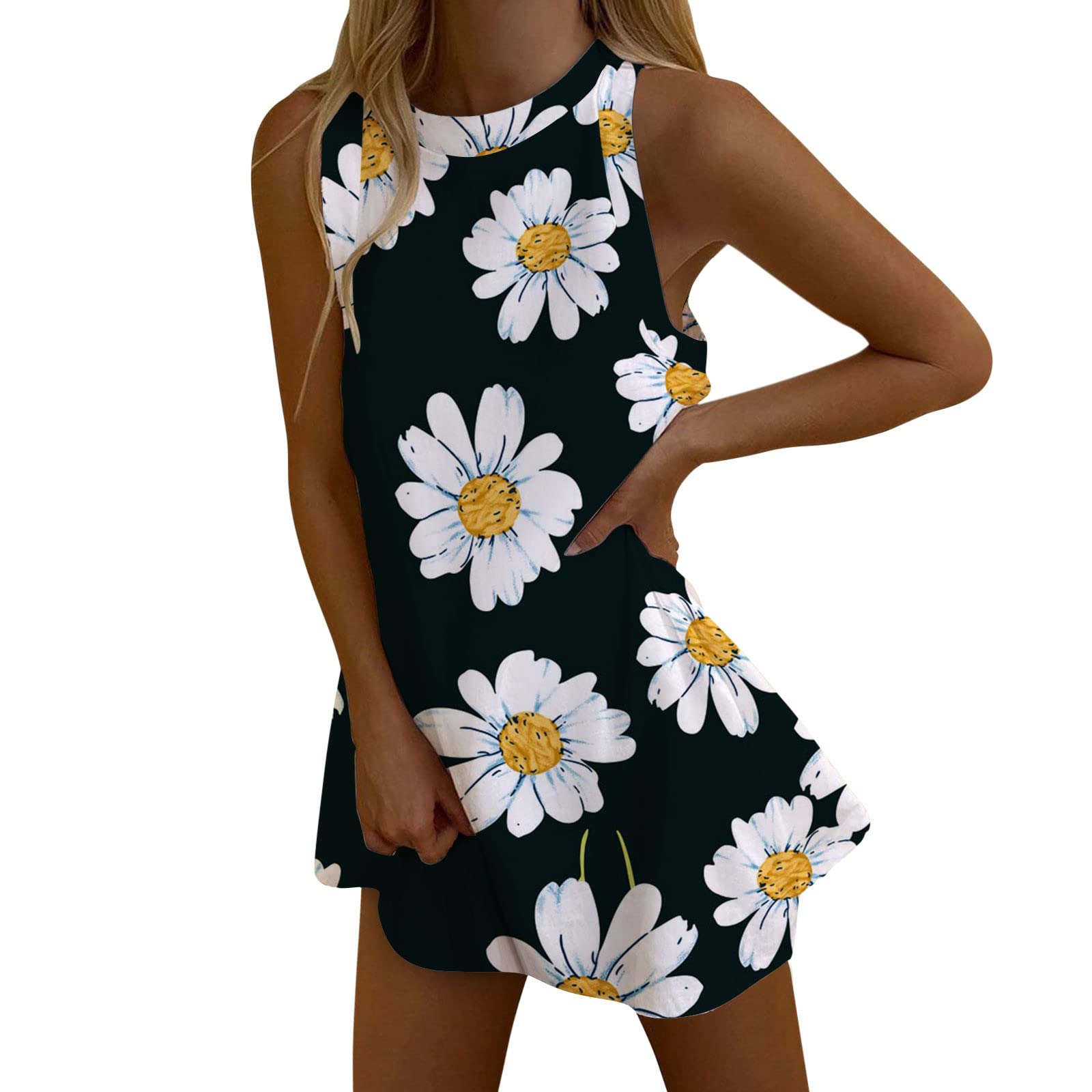 Women's Striped Midi Dress - Sleeveless Casual Summer Dress with Loose Fit & Printed Design | Perfect for Beach Outings, Vacations & Everyday Wear