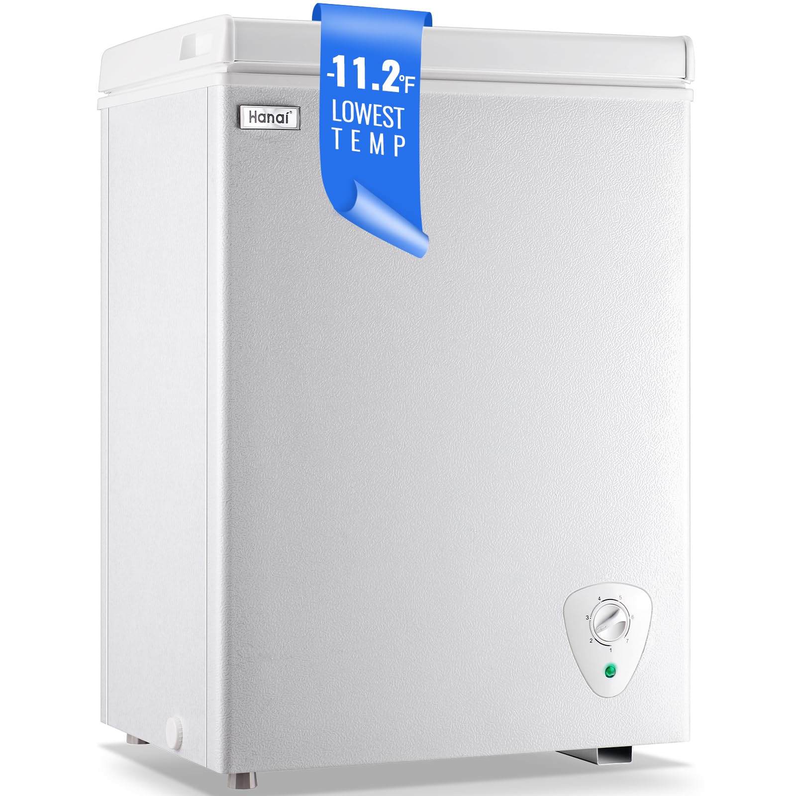 WANAI 3.5 Cu Ft Chest Freezer - Mini Deep Freezer with 7 Temperature Settings, Fast Cooling, Energy Efficient - Perfect for Apartments, Dorms, Home, Office & Business Use - Portable Compact Design (White)