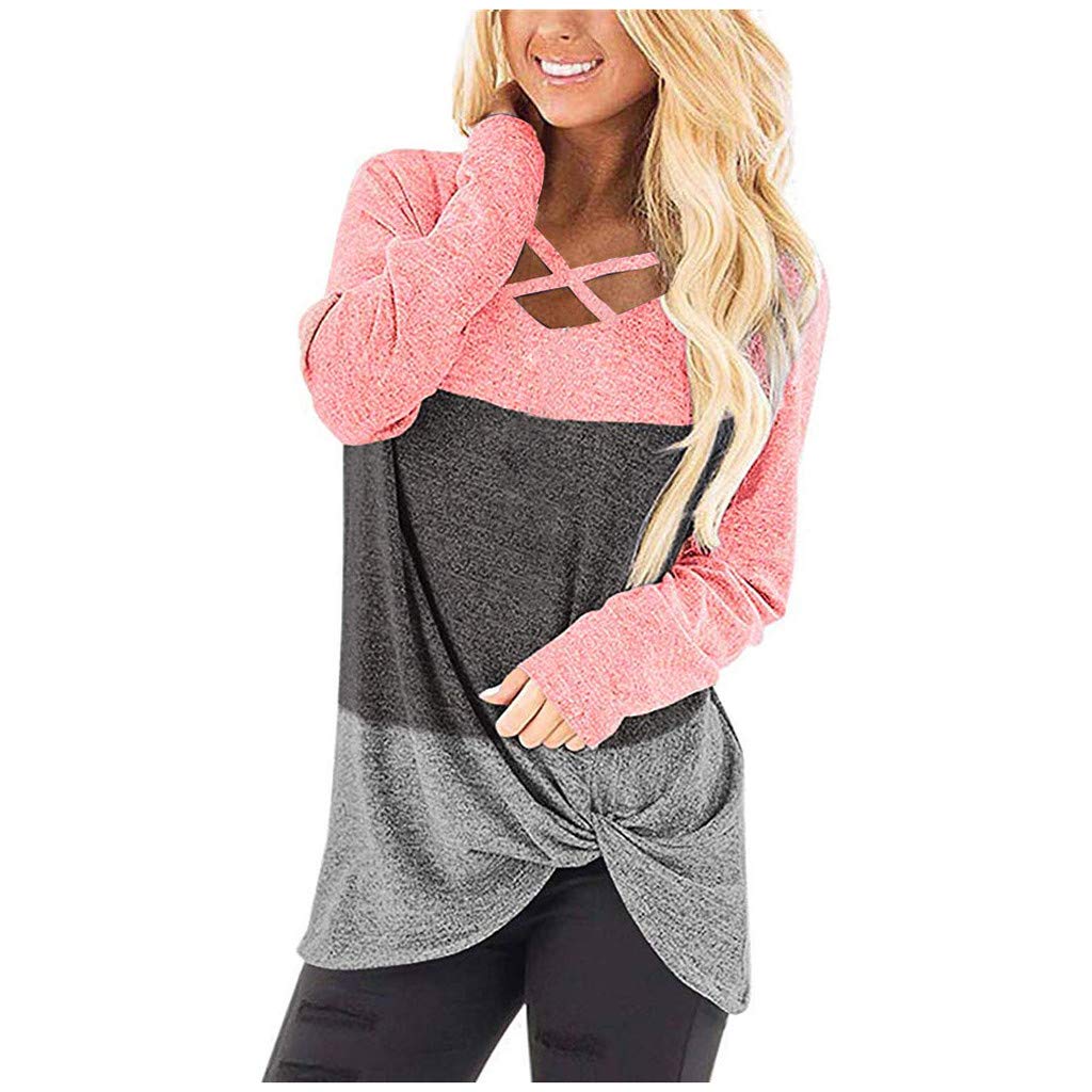 FABIURT Women's Long Sleeve Crewneck Tunic Tops - Casual Loose Twist Knot Pullover Blouse for Everyday Wear | Perfect for Office, Date Night & Weekend Outfits