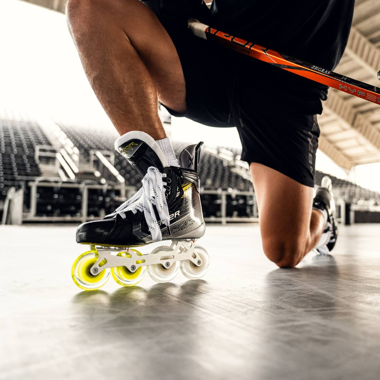 Bauer Vapor Hyperlite 2 Intermediate Roller Hockey Skates - Lightweight Performance for Street & Rink Hockey Players