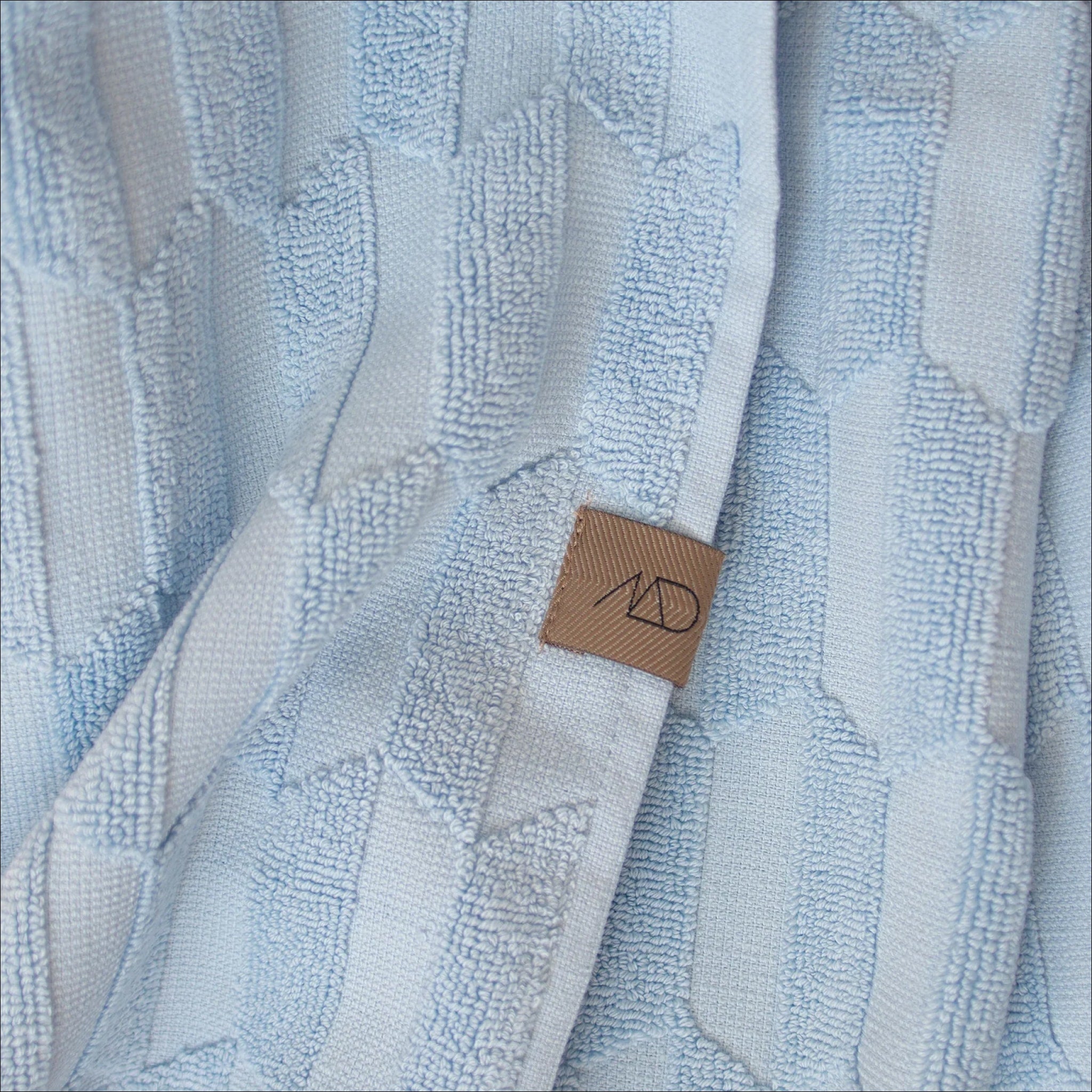 METTE DITMER Geo Bath Towel - Organic Cotton 70x133cm (27x52in) Light Blue - Soft & Absorbent for Spa, Beach & Luxury Bathroom Decor