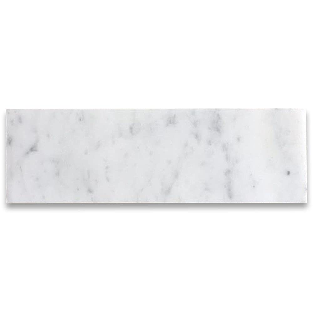 Premium Carrara Italian Bianco Marble 4x12 Subway Tile - Polished Finish for Kitchen Backsplash, Bathroom & Shower Walls, Flooring - Elegant Home Decor (Box of 30 Tiles) | Perfect for Modern Farmhouse, Mediterranean & Luxury Interior Designs